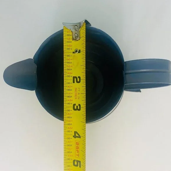 Metal Pitcher Planter Vase Blue With Beige Heart And Plastic Insert 4.5 Inches - Picture 9 of 12